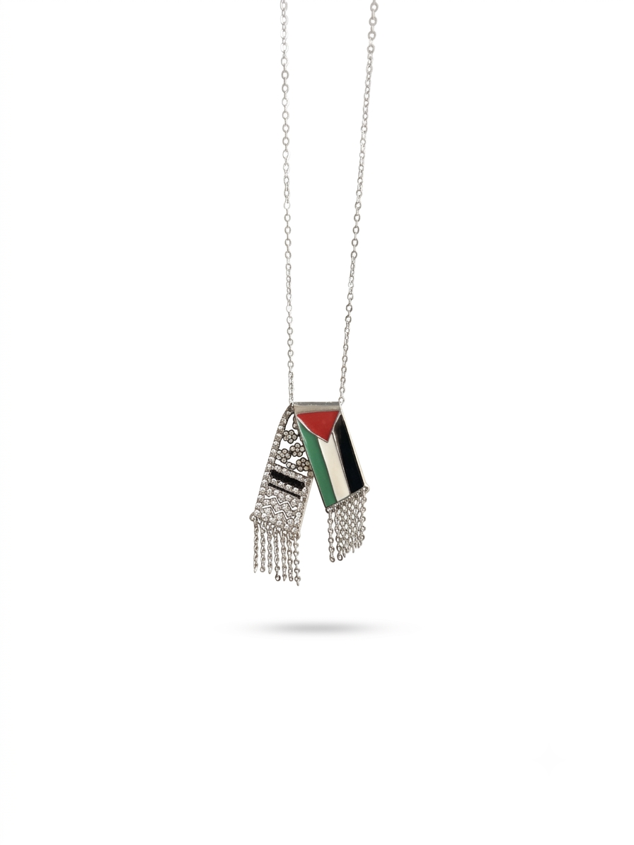 Palestine Flag Necklace (Silver)